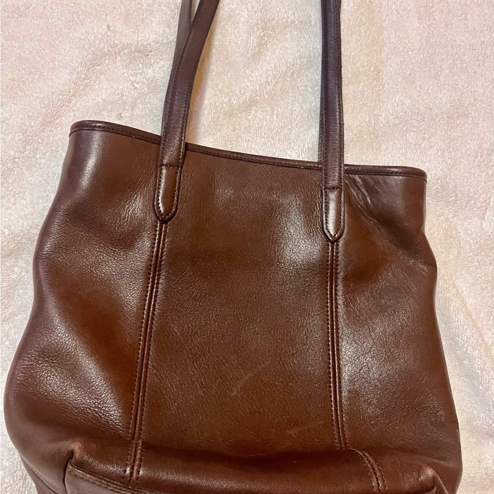 Authentic Coach Genuine 90s Elegant Brown Leather Tote Bag